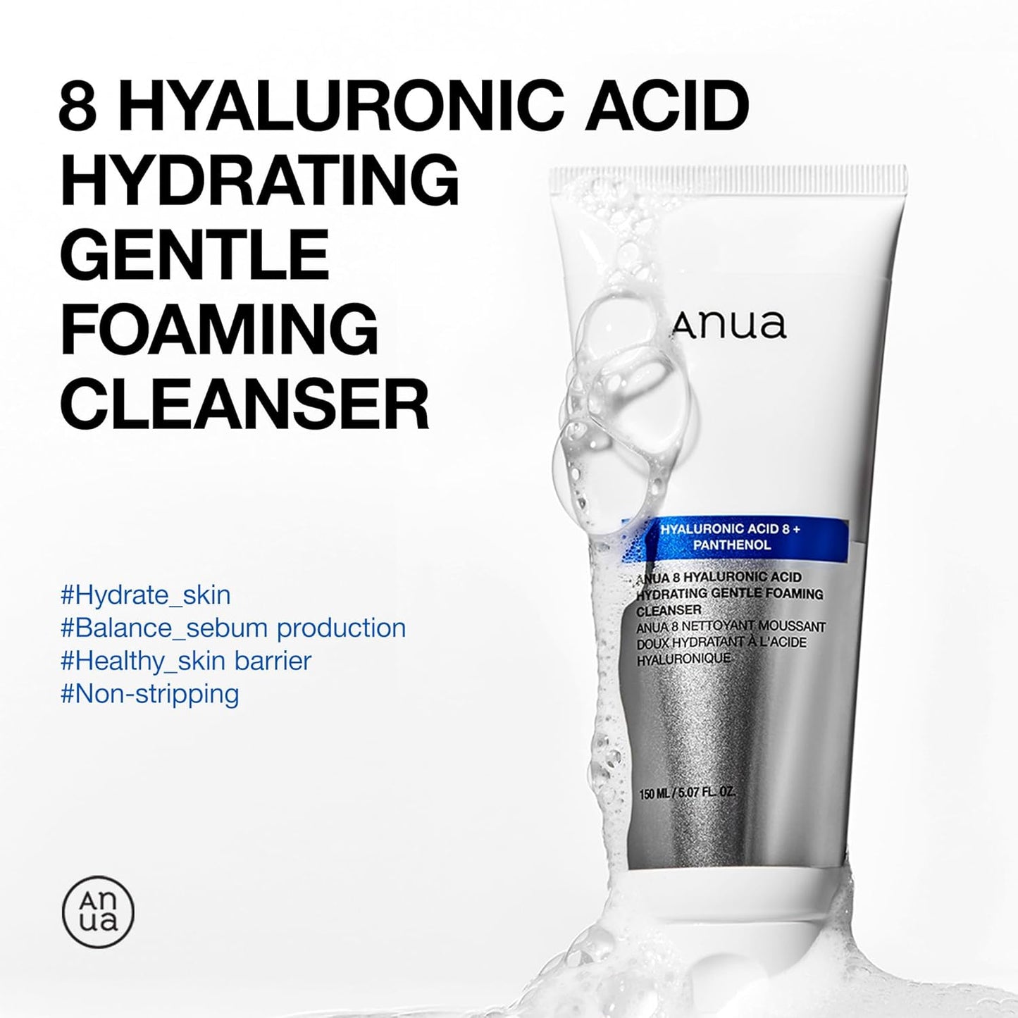 Anua 8 Hyaluronic Acid Hydrating Gentle Foaming Cleanser