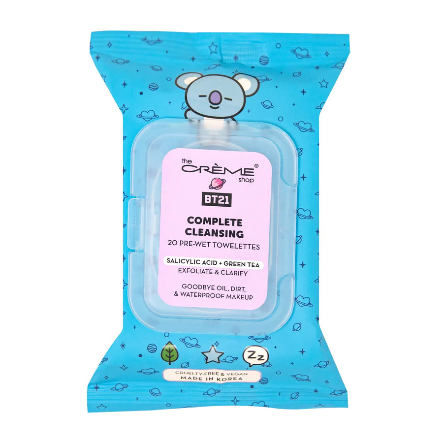 KOYA Complete Cleansing Towelettes - Salicylic Acid & Green Tea (20 Pre-Wet Towelettes)