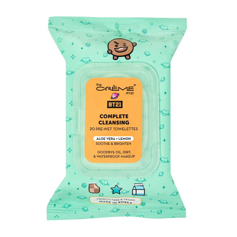 SHOOKY Complete Cleansing Towelettes - Aloe Vera & Lemon (20 Pre-Wet Towelettes)