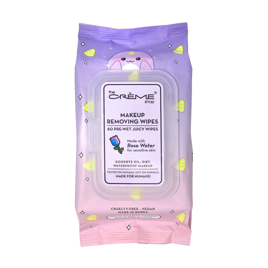 JUICY MAKEUP REMOVING WIPES SOOTHING ROSE WATER (NARWHAL)