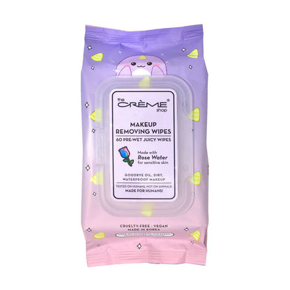JUICY MAKEUP REMOVING WIPES SOOTHING ROSE WATER (NARWHAL)